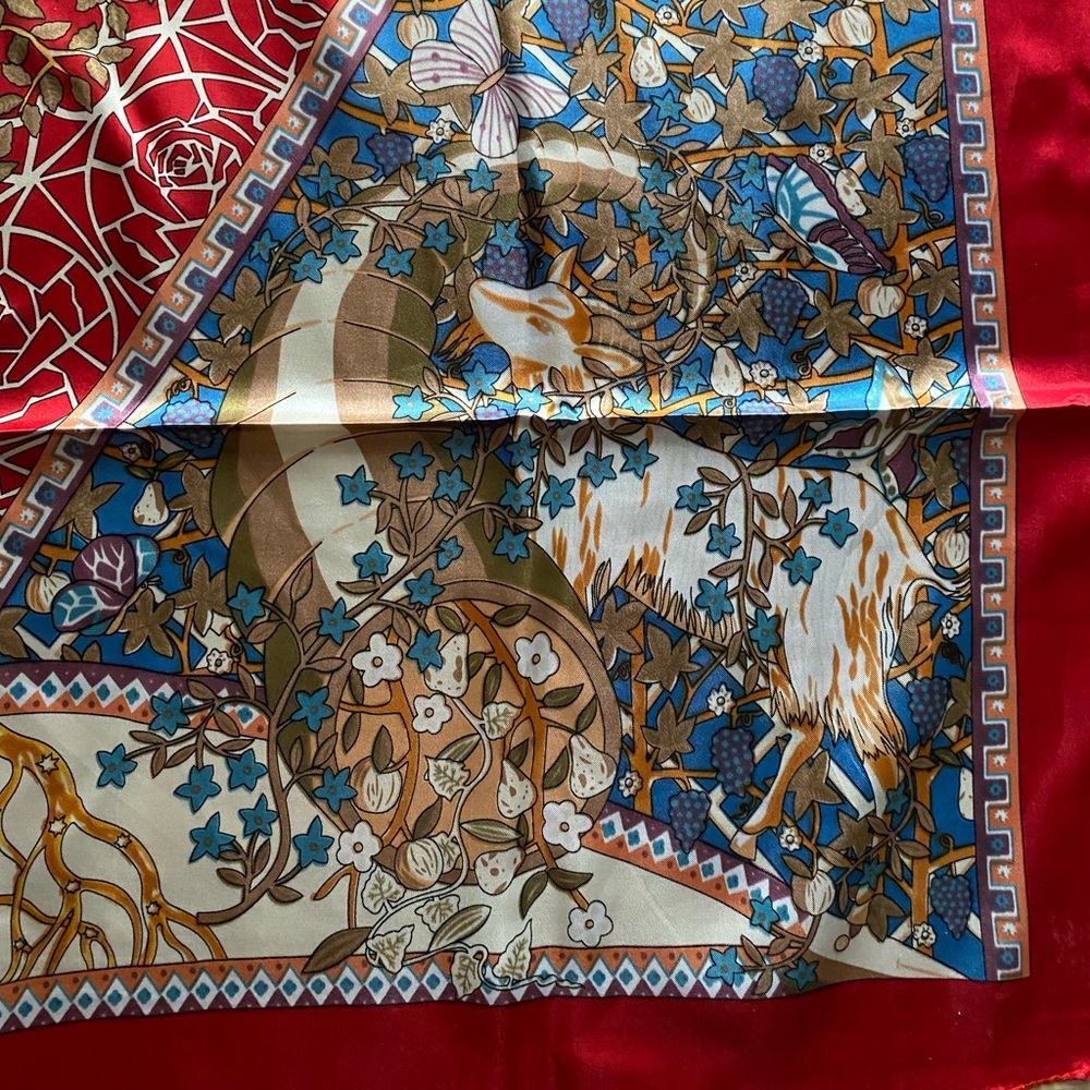 Red Silk-like Scarf - Picture 7 of 7